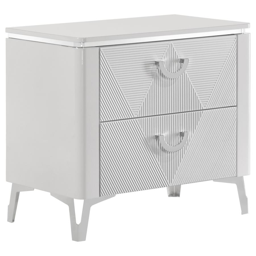 Cassia 2-drawer Nightstand Bedside Table White High Gloss (image for) Cassia 2-drawer Nightstand Bedside Table White High Gloss